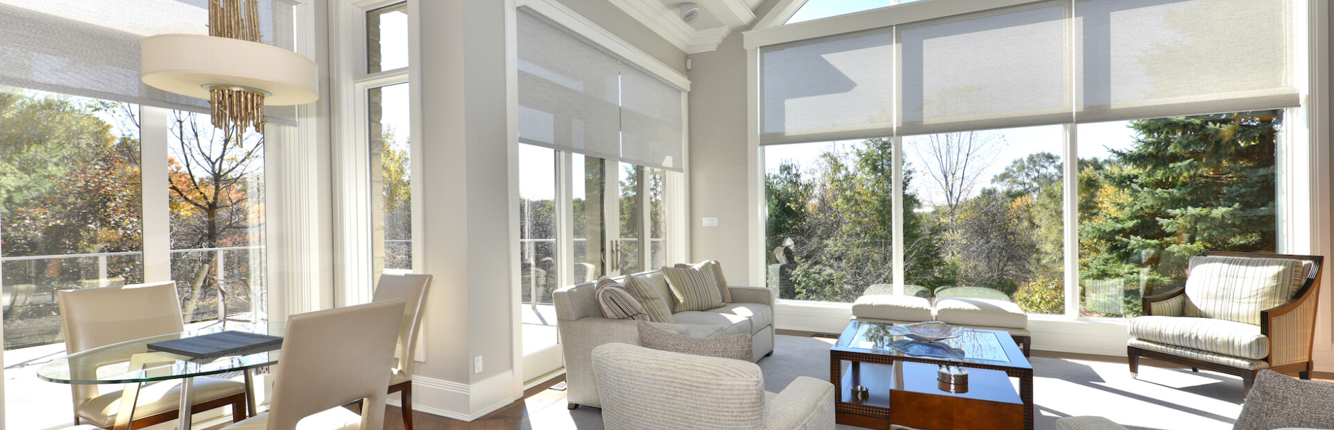 Living Room with big windows and Big Shades